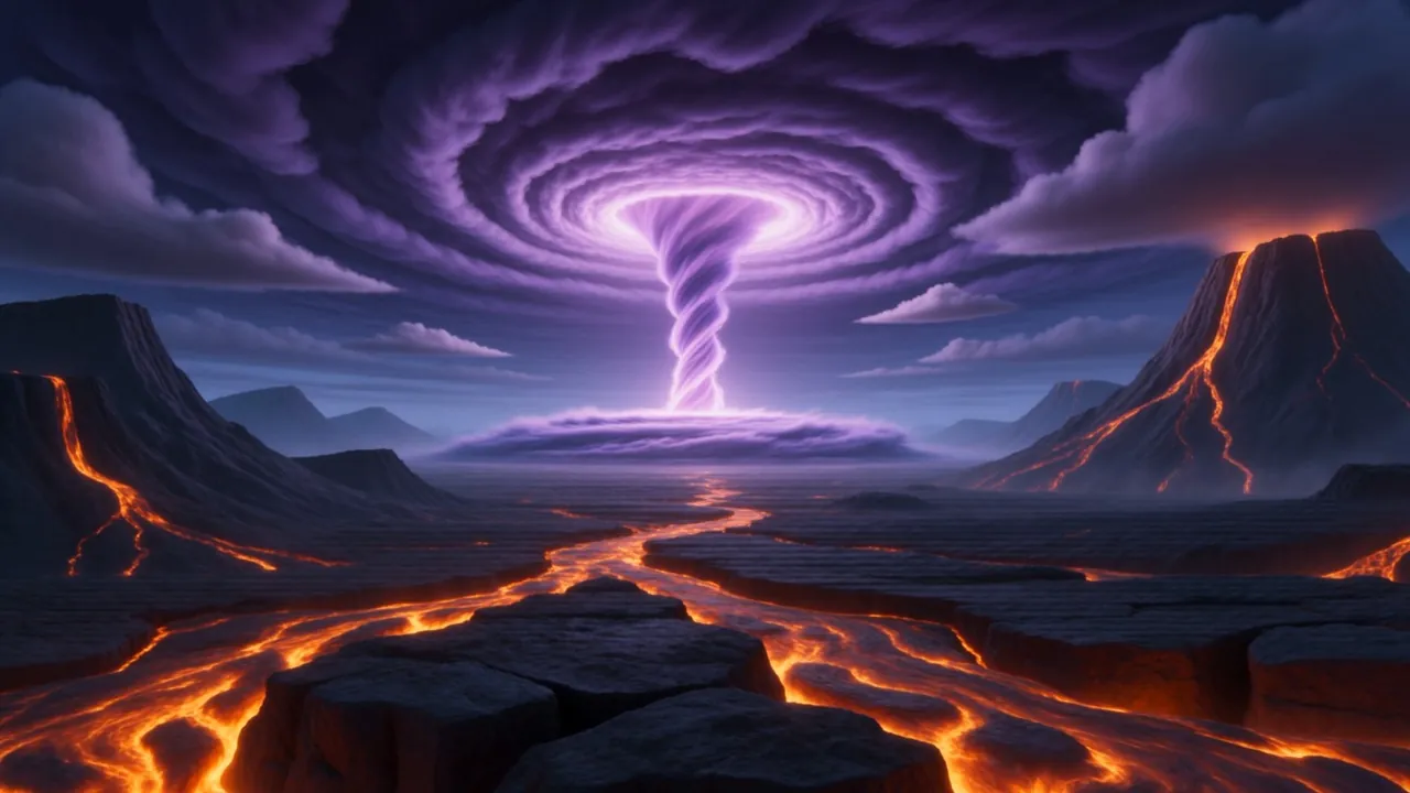 He pours it into the air itself — and the whole sky draws one enormous breath
