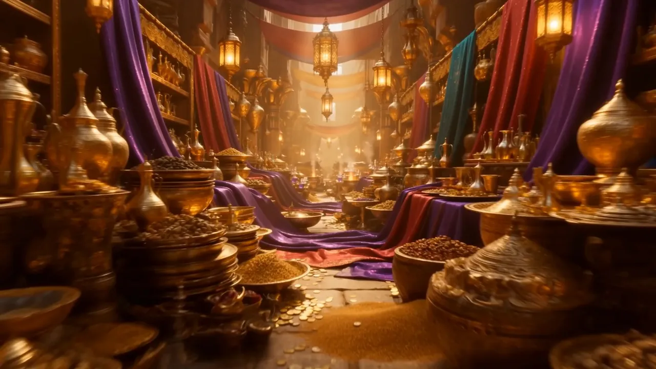 Perfume in crystal, myrrh and frankincense smoking sweet over the stalls