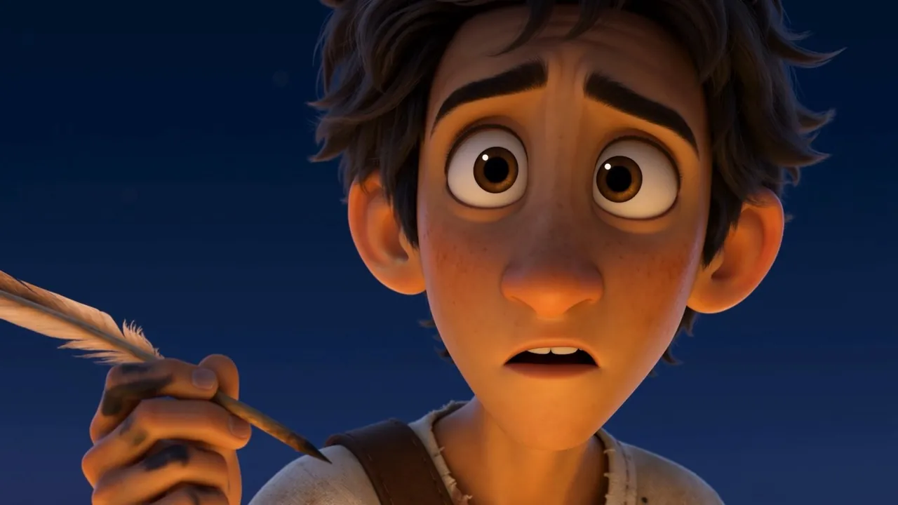 The boy's pen stops. A wedding? But the world is ending