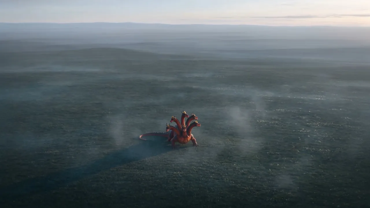 At dawn the dragon stands alone in the field where his army was