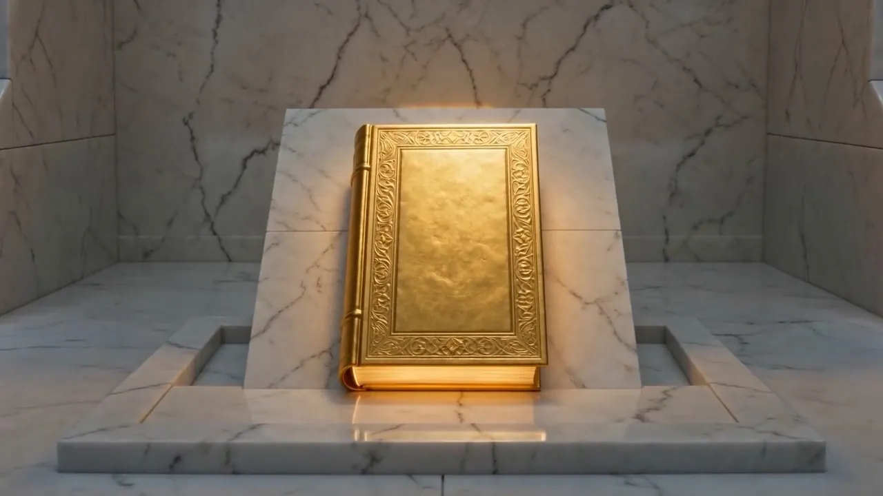 Smaller. Bound not in quiet colours but in gold — and the gold breathes