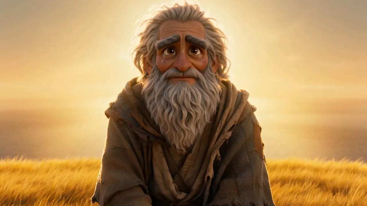 He is upright in the full gold of it. And then he bows