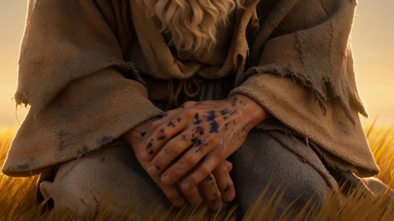 His hands fold in his lap. His breathing slows to something like the sea's