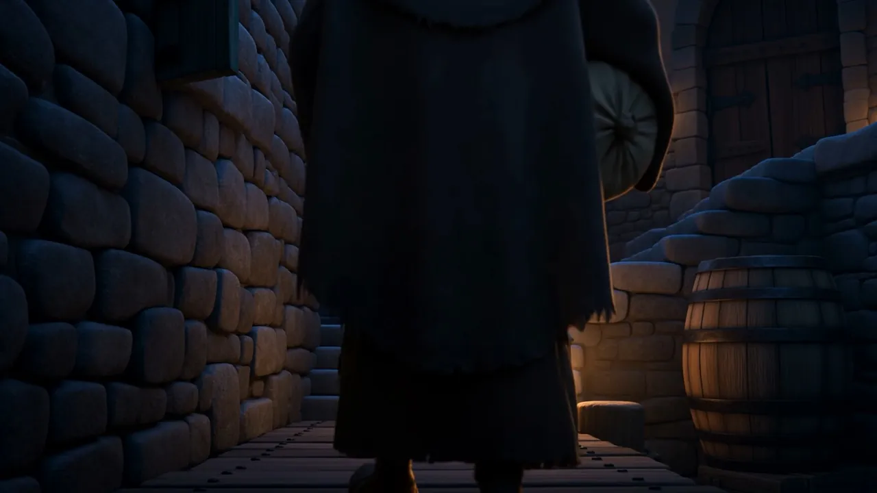 One arm curled ordinary-casual around the extraordinary thing under a cloak