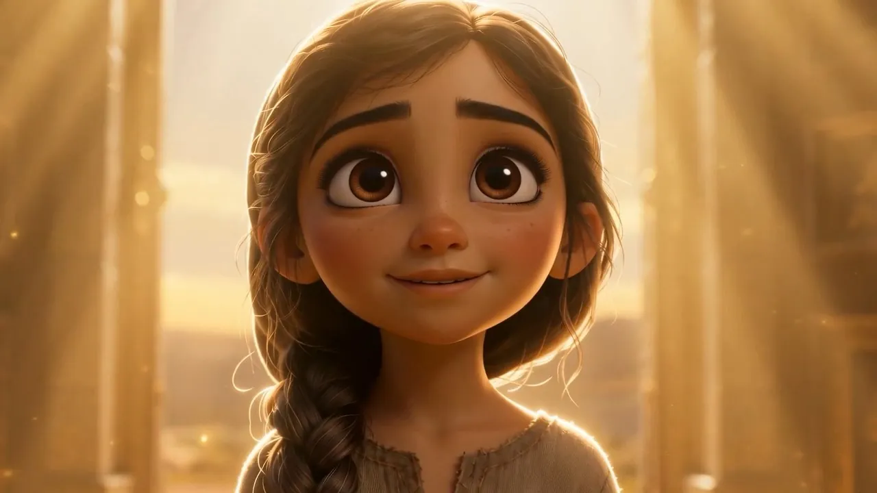 Her face turns up into the warmth like a flower answering a season