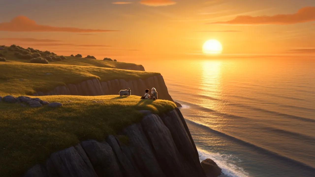 Sunset on the headland. Three of them, at rest