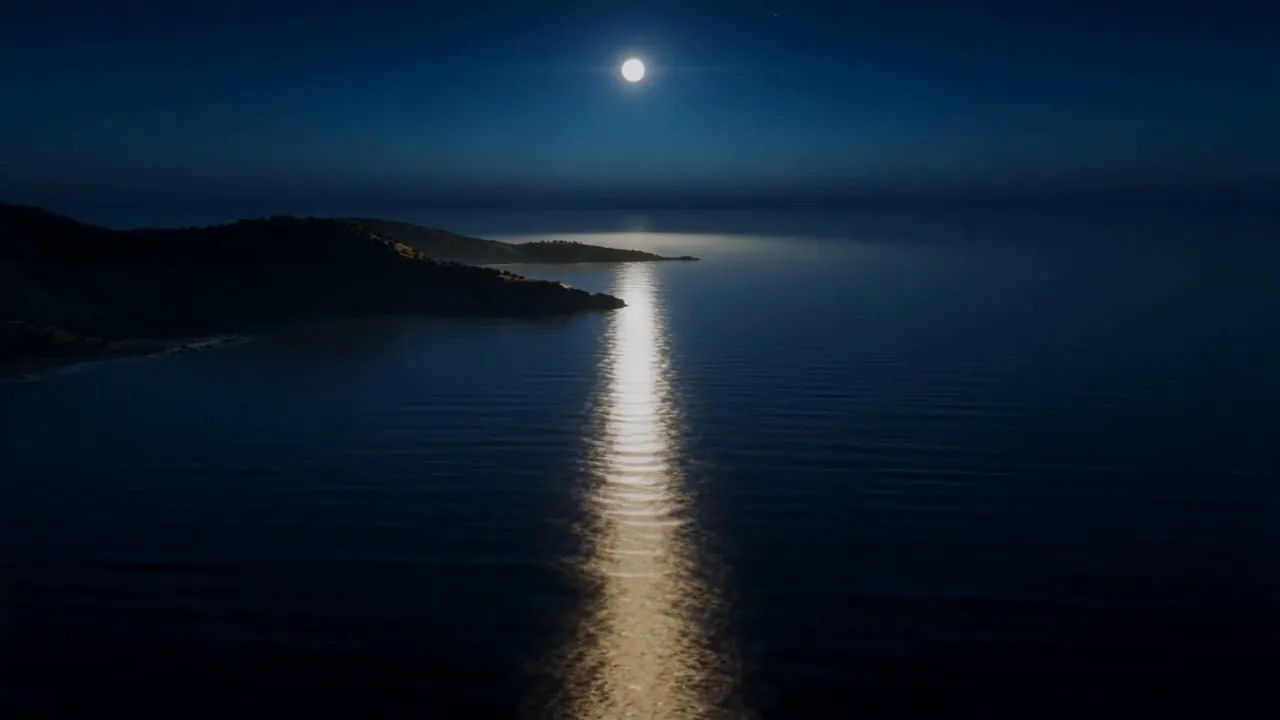 A path of light, laid from this dark shore all the way out to the horizon