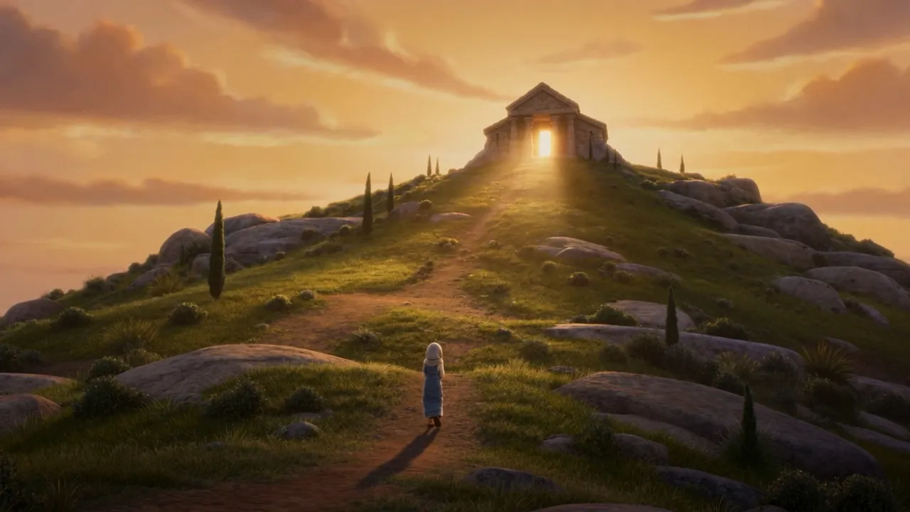 She climbs toward the light