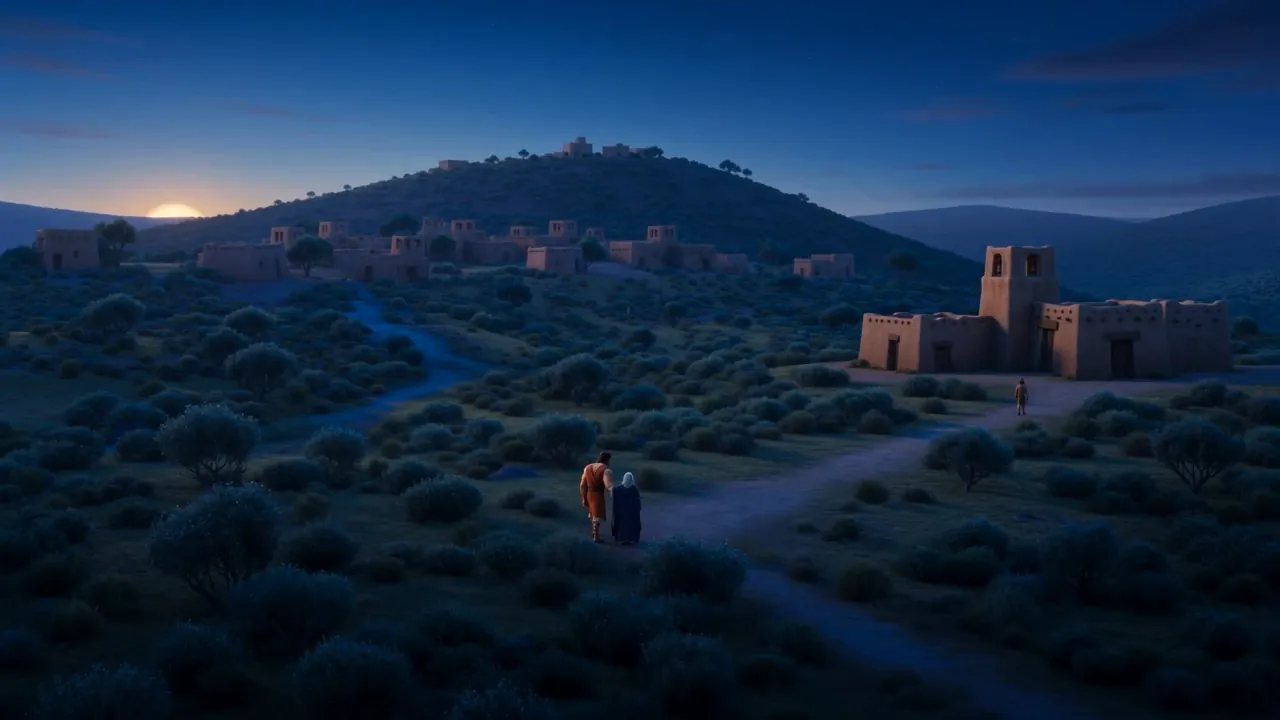 At dawn on the rooftop road, Samuel takes out the oil