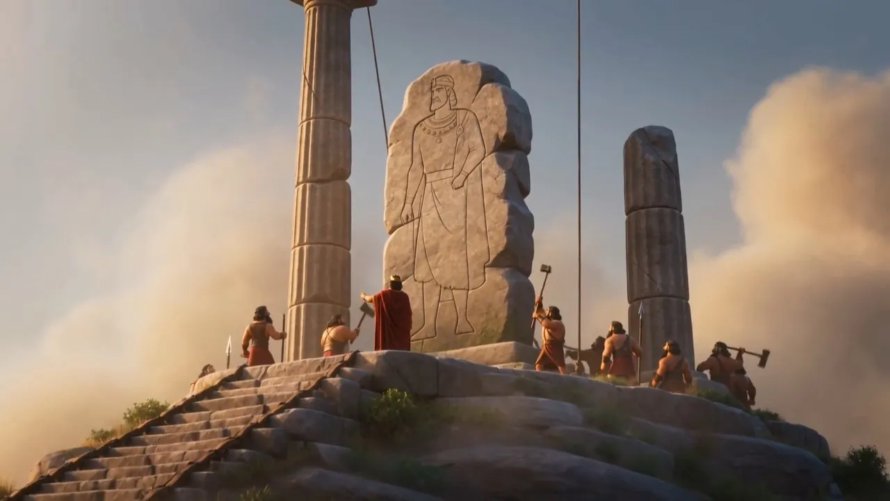 A monument to Saul rises on the hill