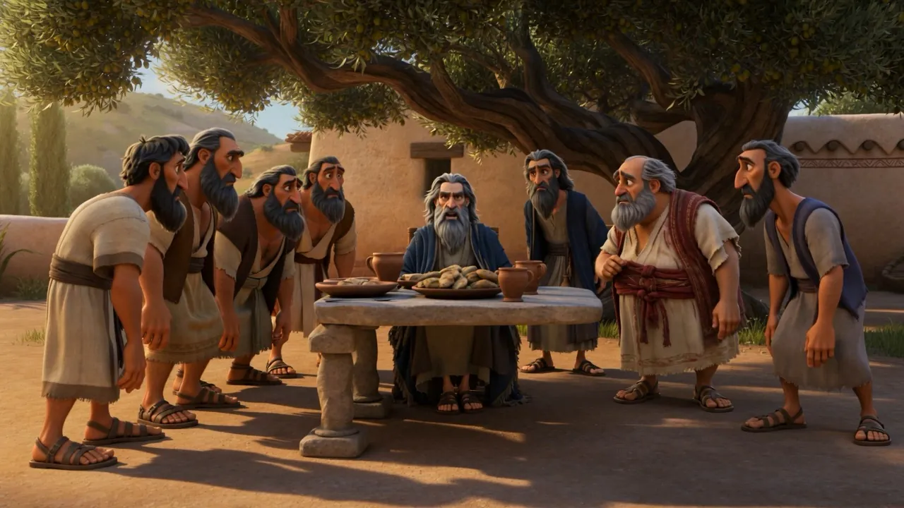 A problem: he <em>is</em> sitting. Everyone else now cannot