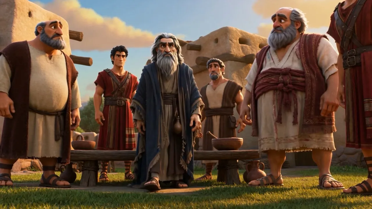 Samuel rises. Every son straightens — and the prophet walks past all of them