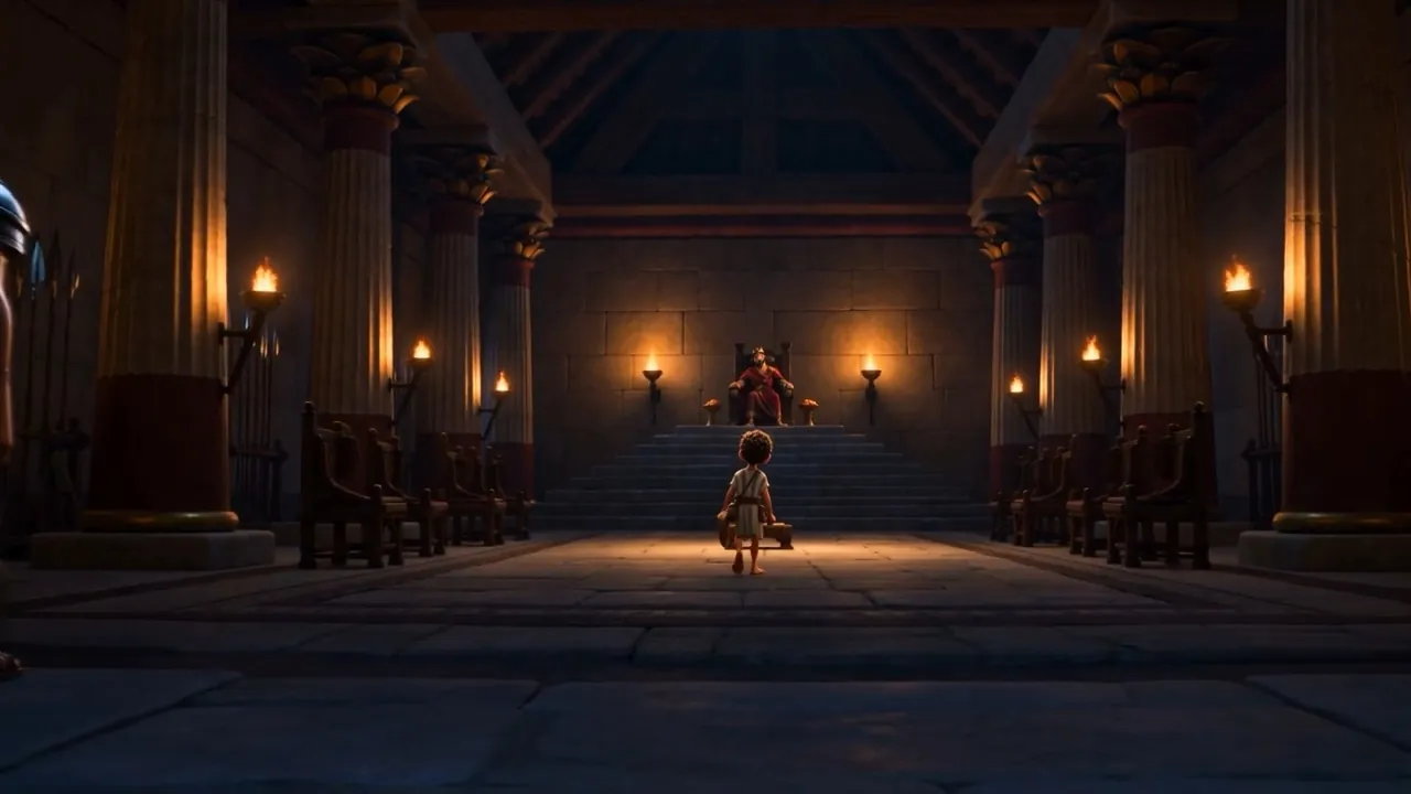 Small, bright, absurdly young in that grim hall