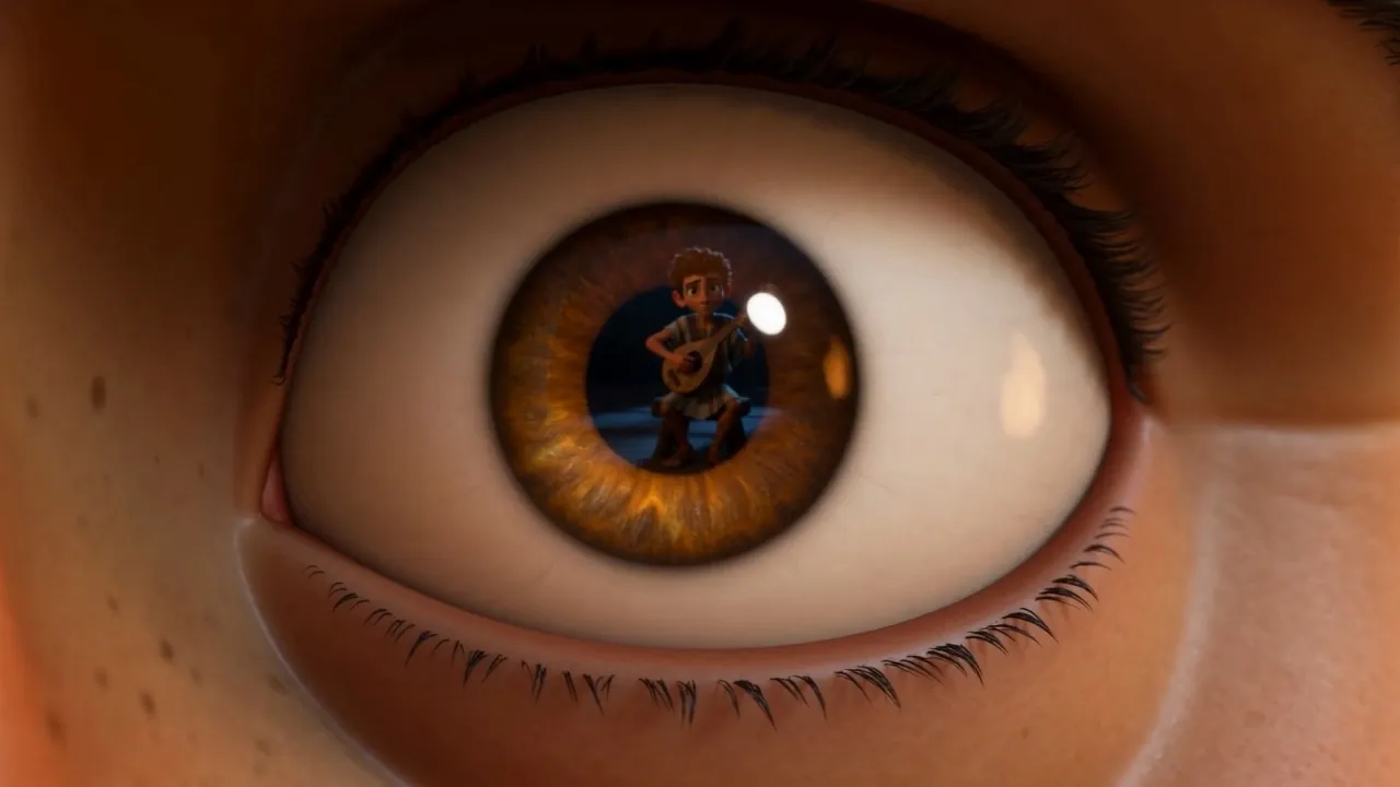 And a boy playing, very small, in the king's eye
