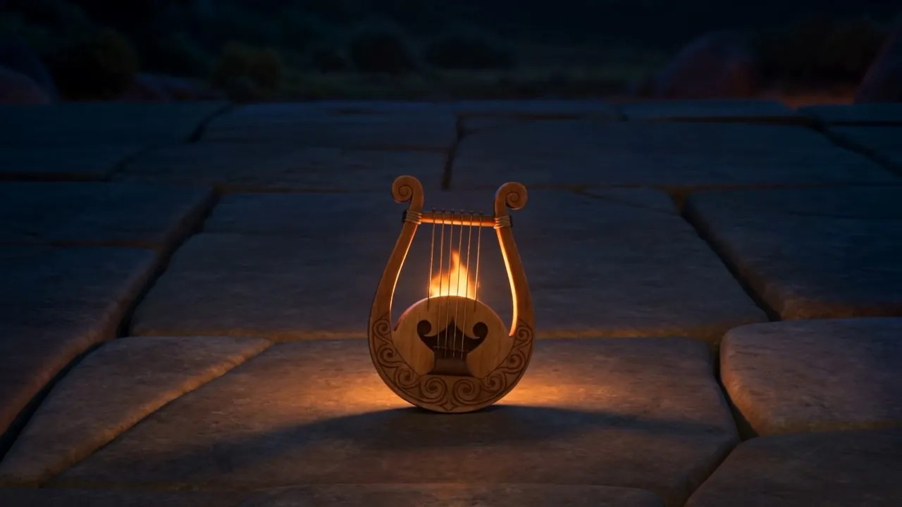 And the lyre stays where it fell