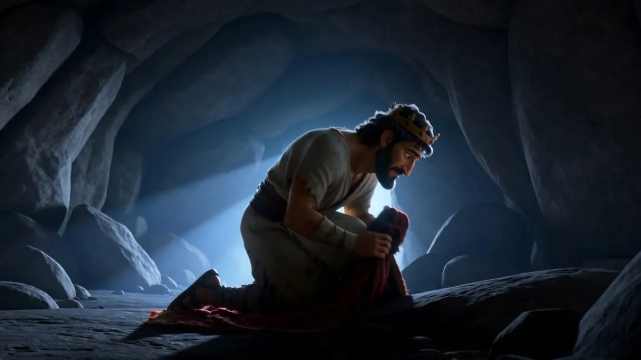And the king walks into this one, alone, to relieve himself