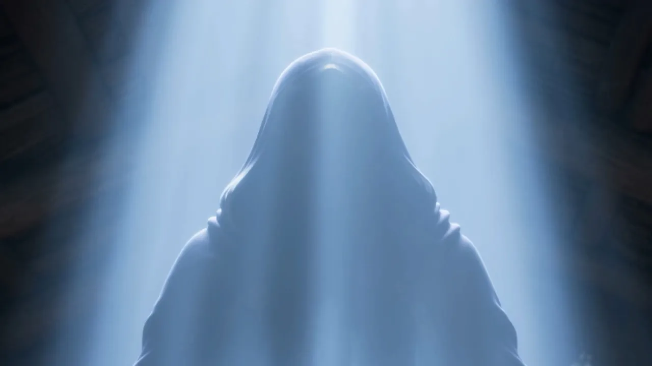 No face. Only a standing light, and a voice