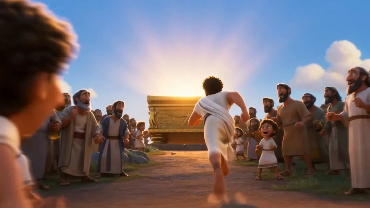 And runs at the front of it in a plain linen ephod