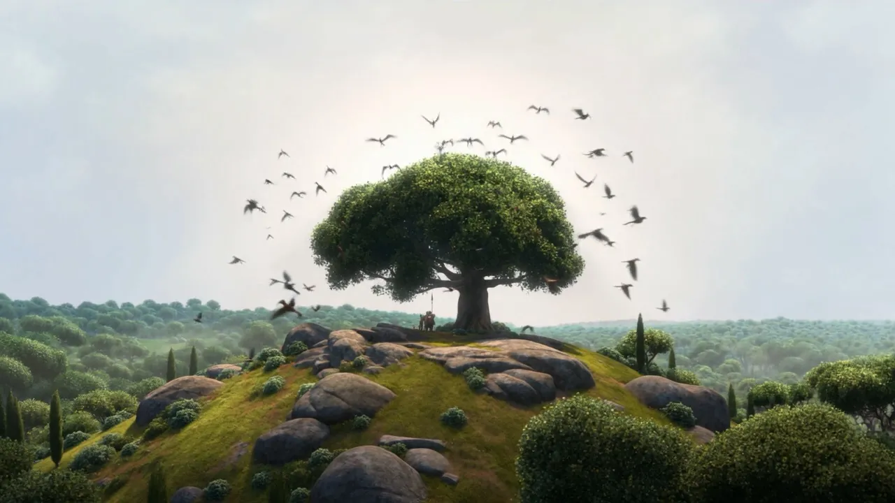 And then only a tree on a hill