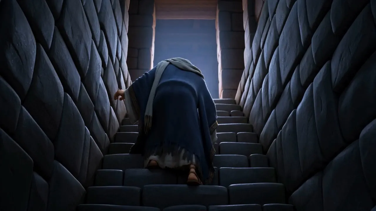 He is at the gate, waiting for news, when it comes